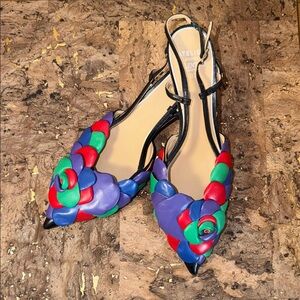 Valentino Multicolor Floral Slingback Kitten Flats